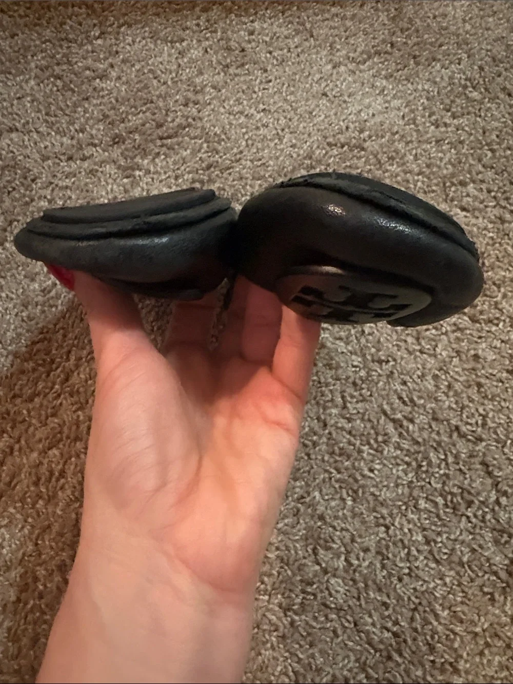 Tory Burch Black Leather Logo Ballet Flats